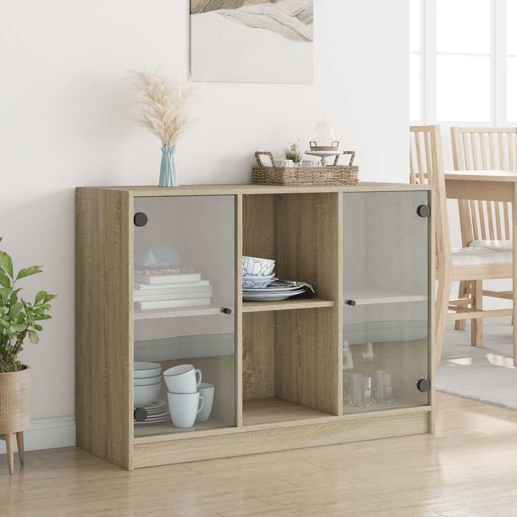 Dressoir 102x37x75,5 cm bewerkt hout sonoma eikenkleurig is nu te koop bij PeponiXL, paradijselijk wonen!