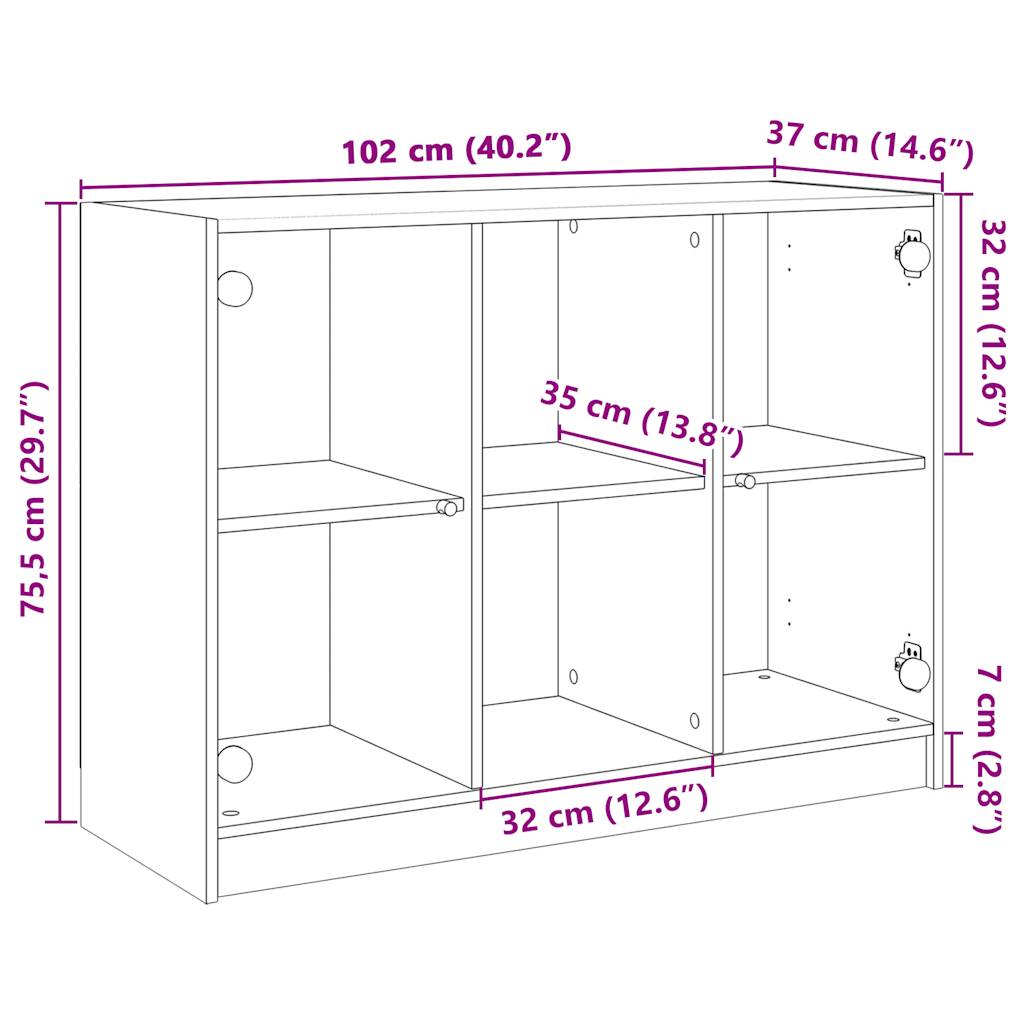 Dressoir 102x37x75,5 cm bewerkt hout sonoma eikenkleurig is nu te koop bij PeponiXL, paradijselijk wonen!