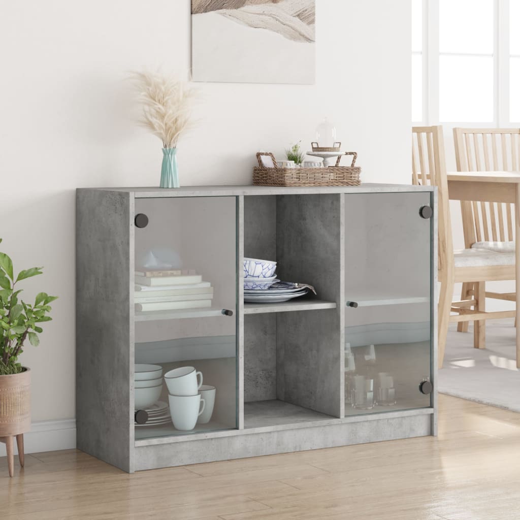 Dressoir 102x37x75,5 cm bewerkt hout betongrijs is nu te koop bij PeponiXL, paradijselijk wonen!