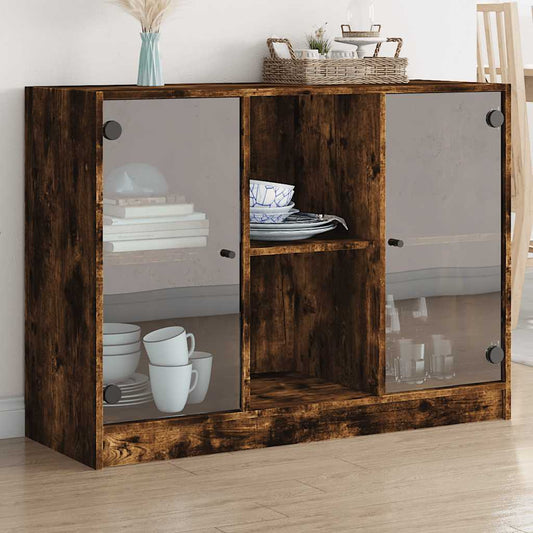 Dressoir 102x37x75,5 cm bewerkt hout gerookt eikenkleurig is nu te koop bij PeponiXL, paradijselijk wonen!