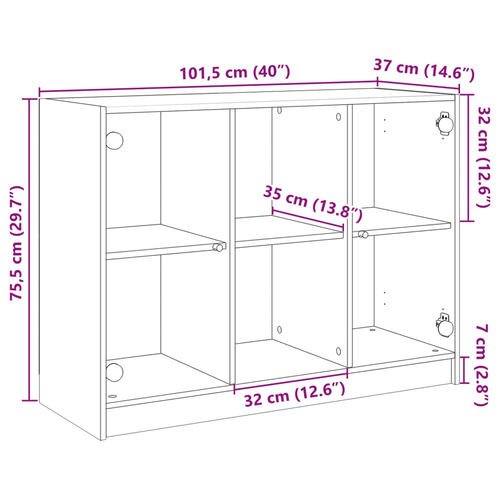 Dressoir 102x37x75,5 cm bewerkt hout grijs sonoma eikenkleurig is nu te koop bij PeponiXL, paradijselijk wonen!