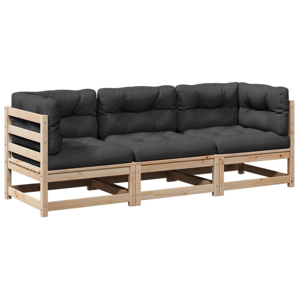 3-delige Loungeset met kussens massief grenenhout is nu te koop bij PeponiXL, paradijselijk wonen!