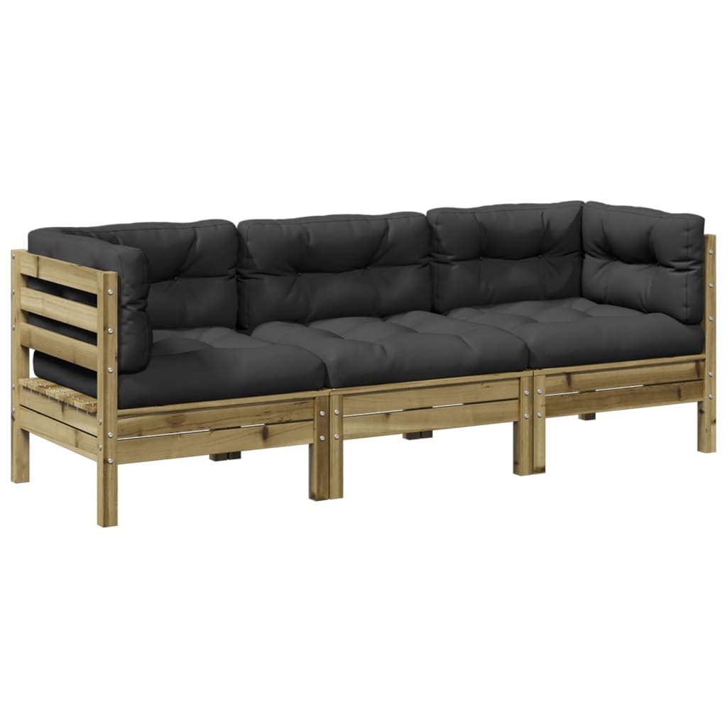 3-delige Loungeset met kussens geïmpregneerd grenenhout is nu te koop bij PeponiXL, paradijselijk wonen!