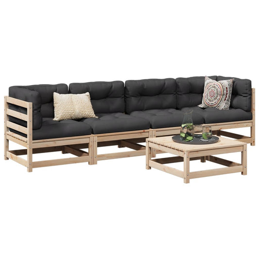 5-delige Loungeset met kussens massief grenenhout is nu te koop bij PeponiXL, paradijselijk wonen!