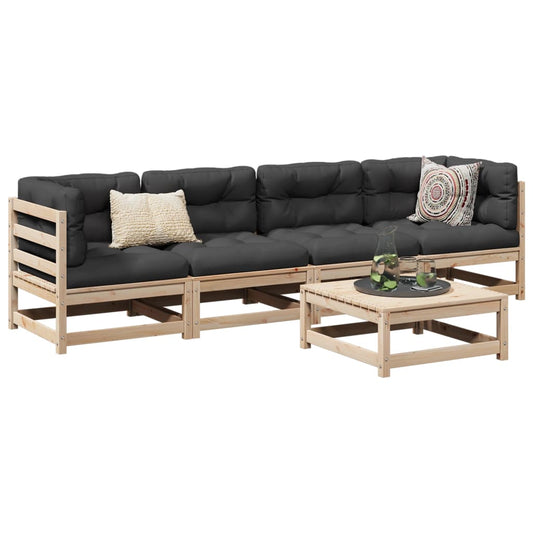 5-delige Loungeset massief grenenhout is nu te koop bij PeponiXL, paradijselijk wonen!
