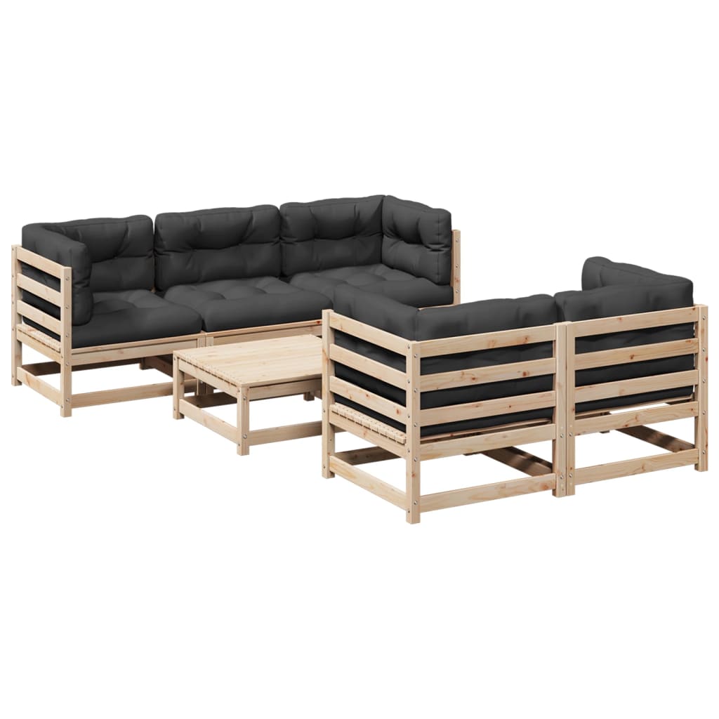 6-delige Loungeset met kussens massief grenenhout is nu te koop bij PeponiXL, paradijselijk wonen!