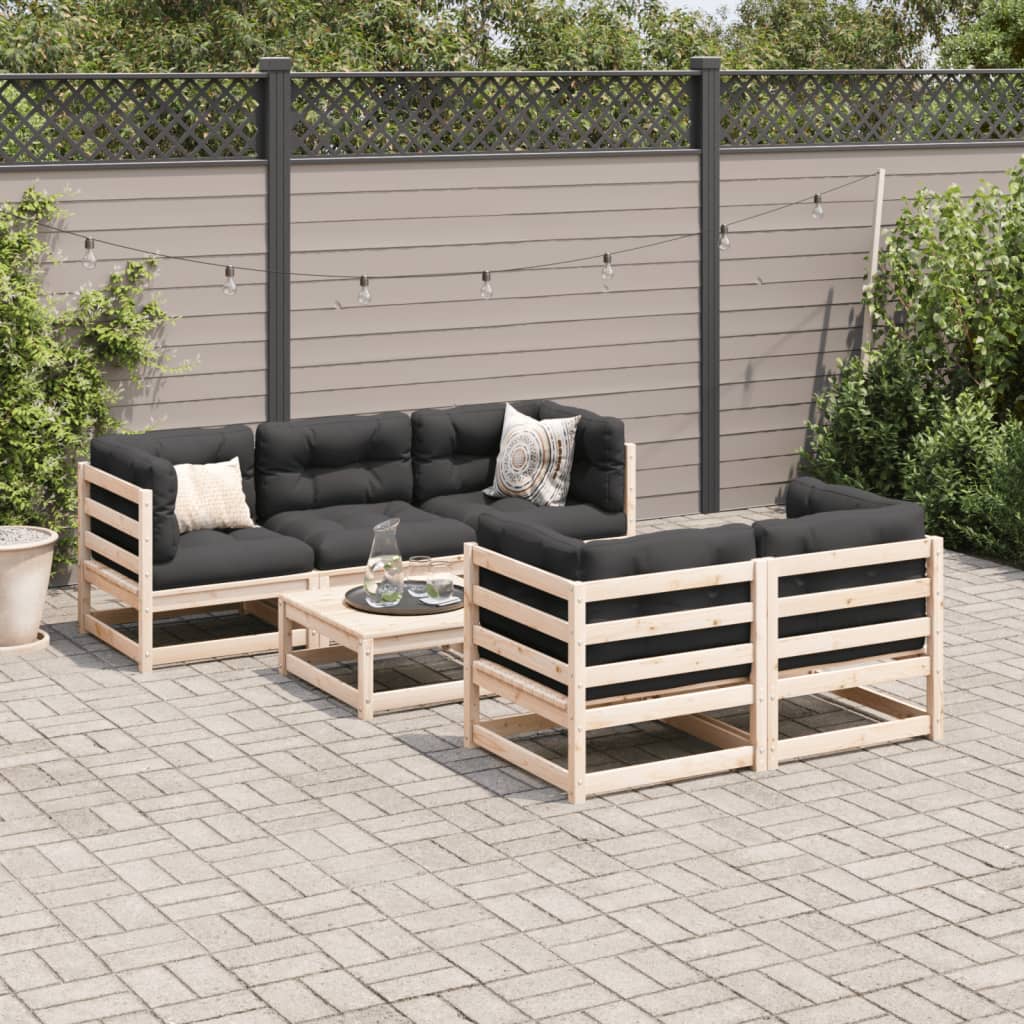 6-delige Loungeset met kussens massief grenenhout is nu te koop bij PeponiXL, paradijselijk wonen!