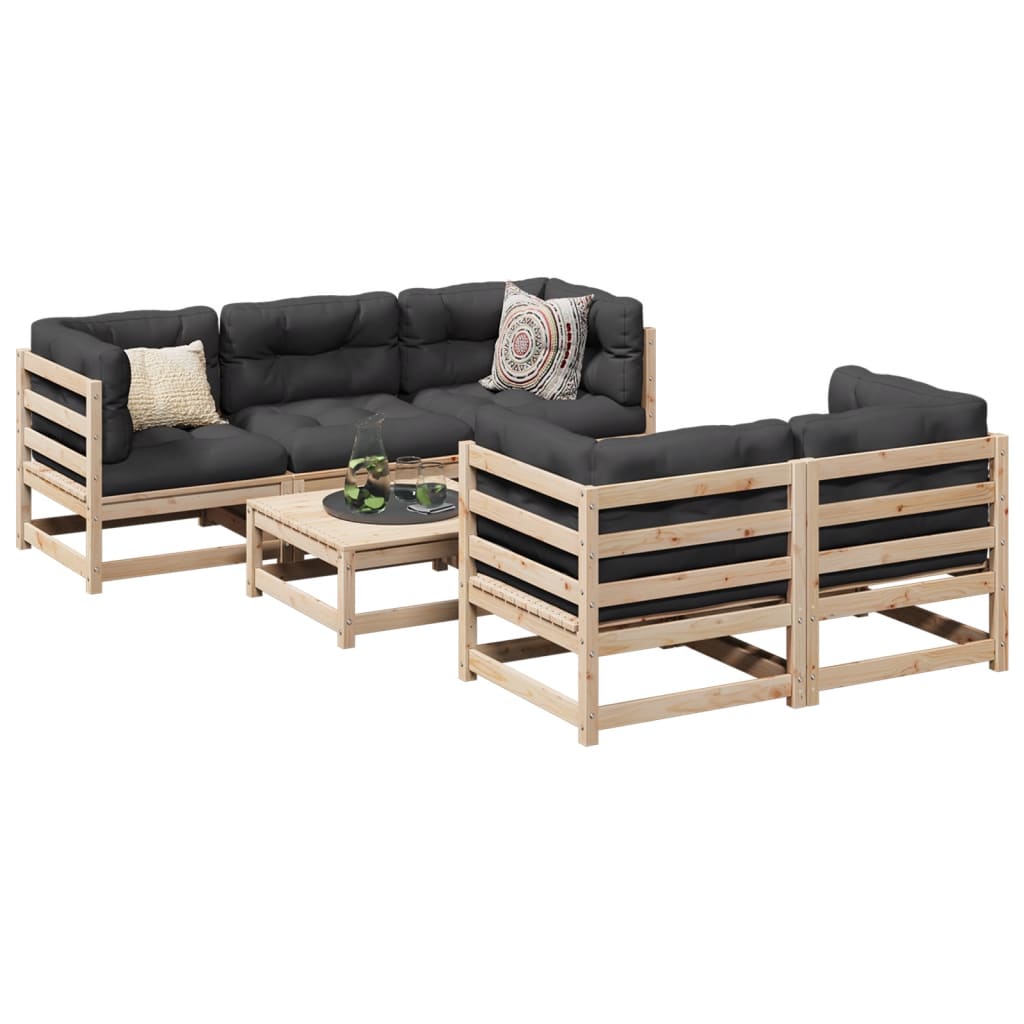 6-delige Loungeset met kussens massief grenenhout is nu te koop bij PeponiXL, paradijselijk wonen!
