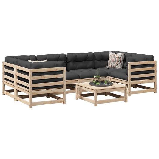 7-delige Loungeset met kussens massief grenenhout is nu te koop bij PeponiXL, paradijselijk wonen!