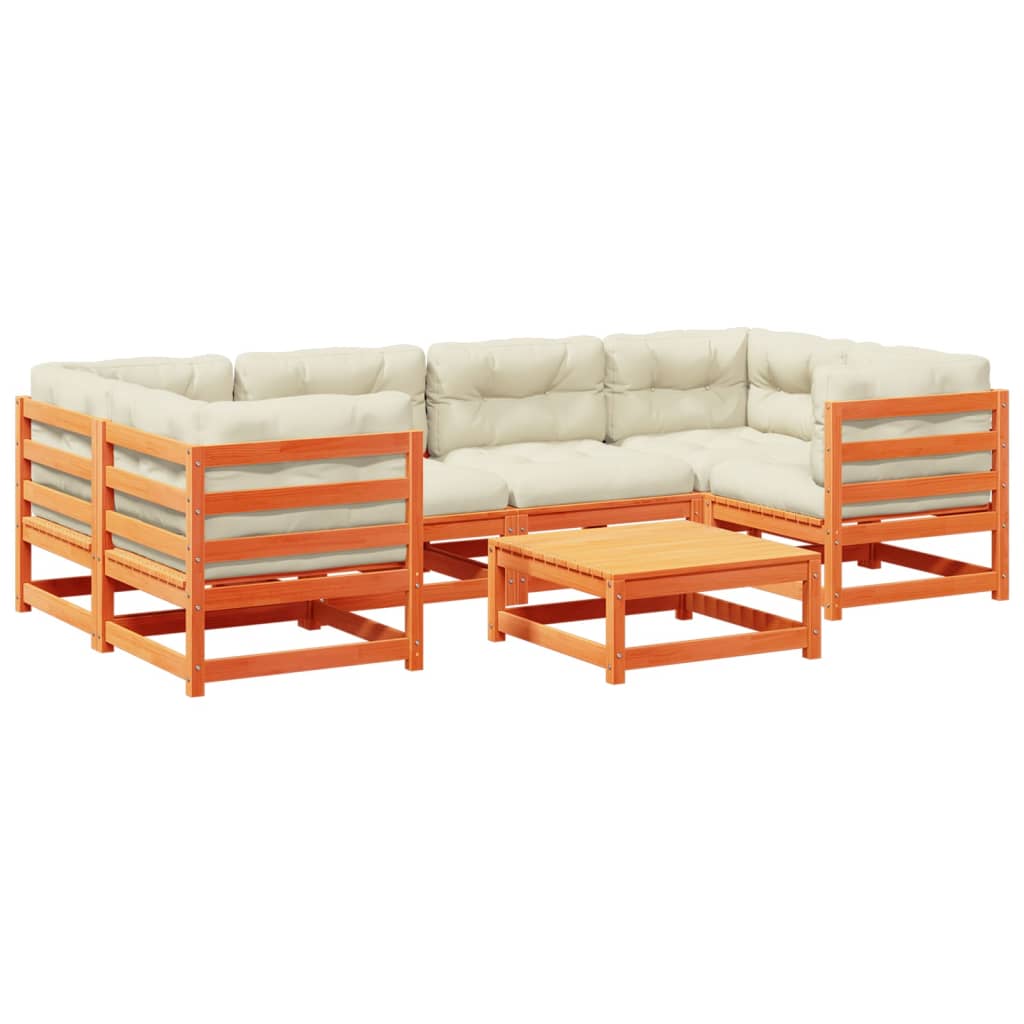 7-delige Loungeset met kussens massief grenenhout wasbruin is nu te koop bij PeponiXL, paradijselijk wonen!