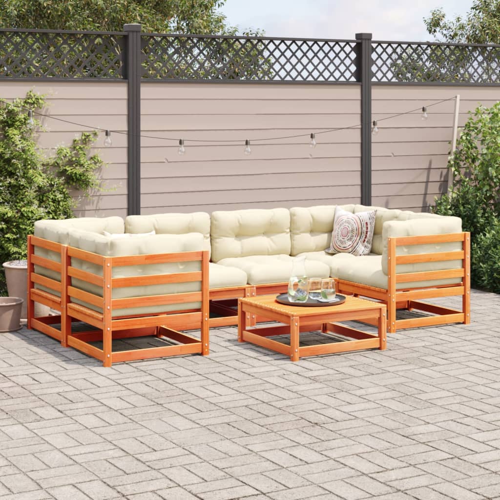 7-delige Loungeset met kussens massief grenenhout wasbruin is nu te koop bij PeponiXL, paradijselijk wonen!