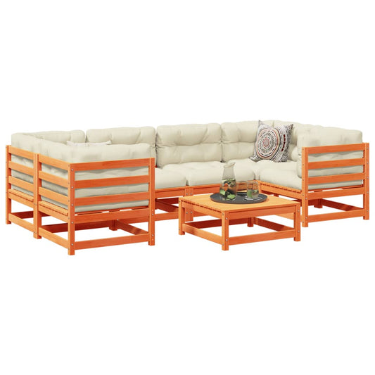 7-delige Loungeset met kussens massief grenenhout wasbruin is nu te koop bij PeponiXL, paradijselijk wonen!