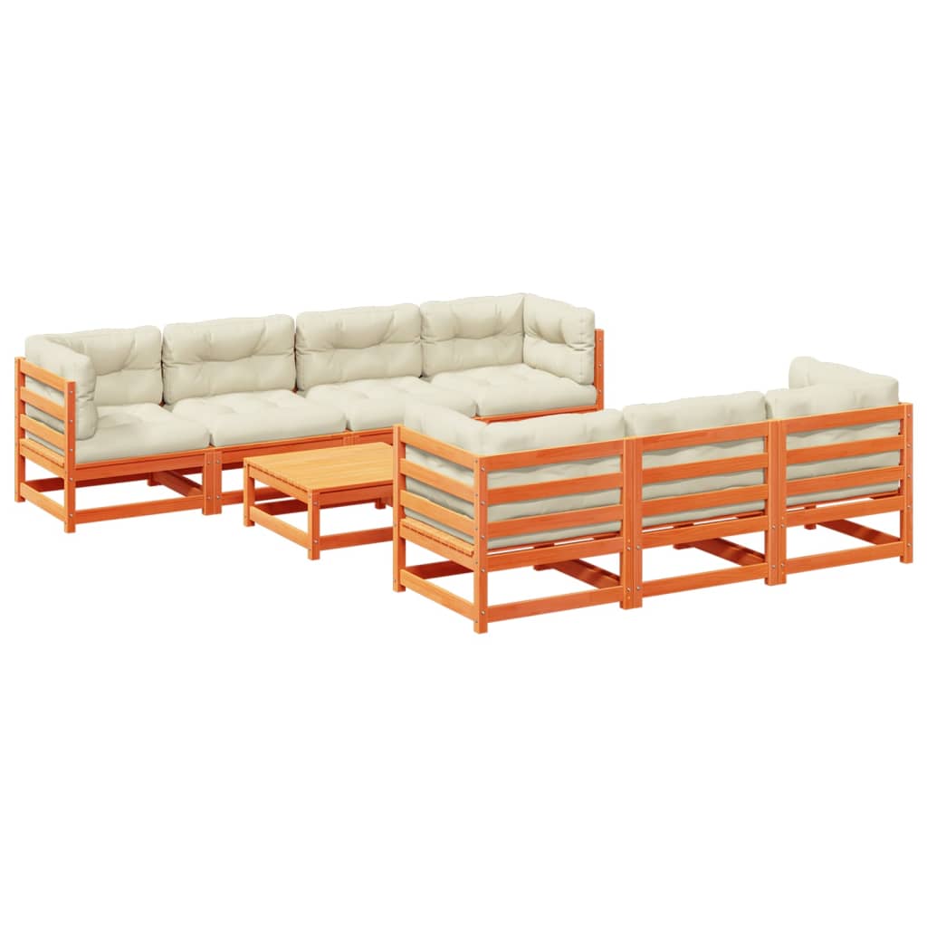 8-delige Loungeset met kussens massief grenenhout wasbruin is nu te koop bij PeponiXL, paradijselijk wonen!