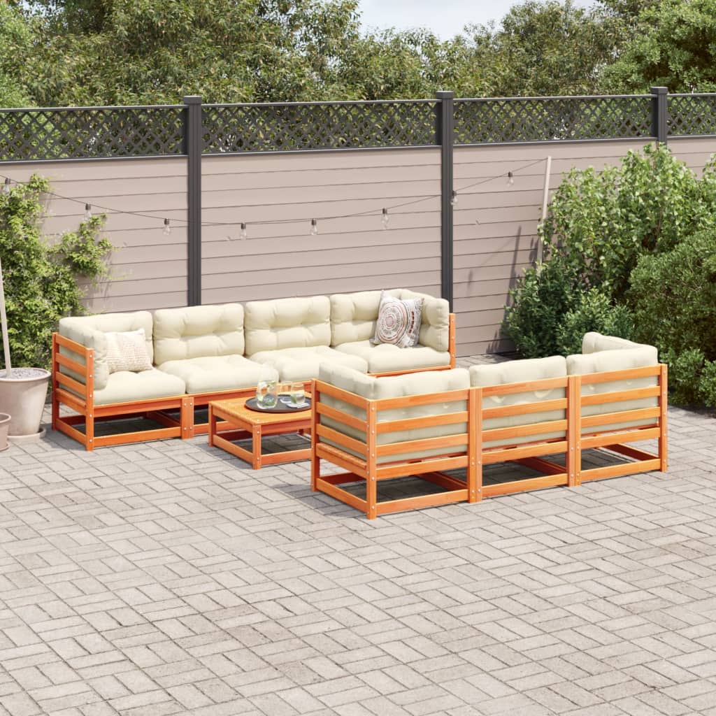 8-delige Loungeset met kussens massief grenenhout wasbruin is nu te koop bij PeponiXL, paradijselijk wonen!