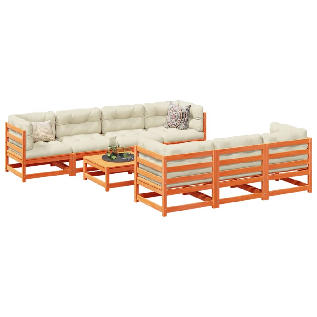 8-delige Loungeset met kussens massief grenenhout wasbruin is nu te koop bij PeponiXL, paradijselijk wonen!
