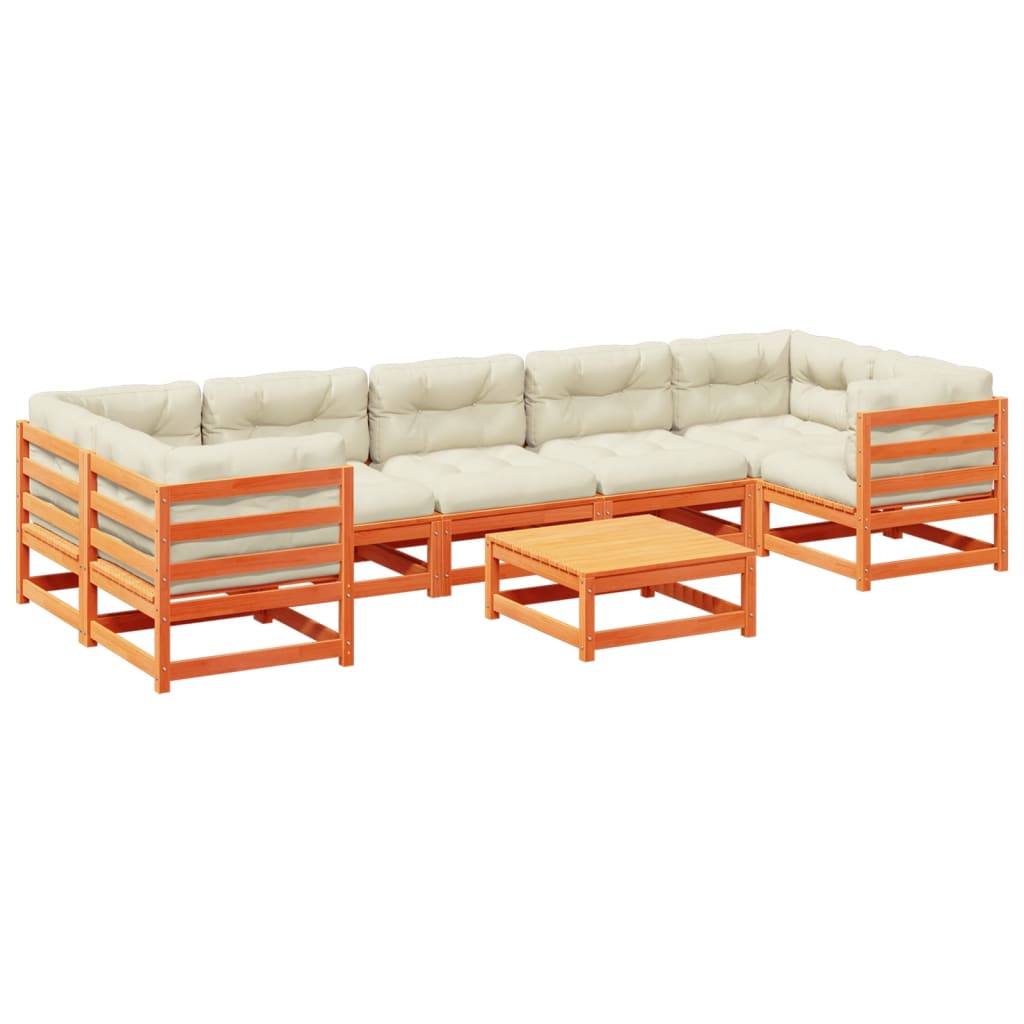 8-delige Loungeset met kussens massief grenenhout wasbruin is nu te koop bij PeponiXL, paradijselijk wonen!