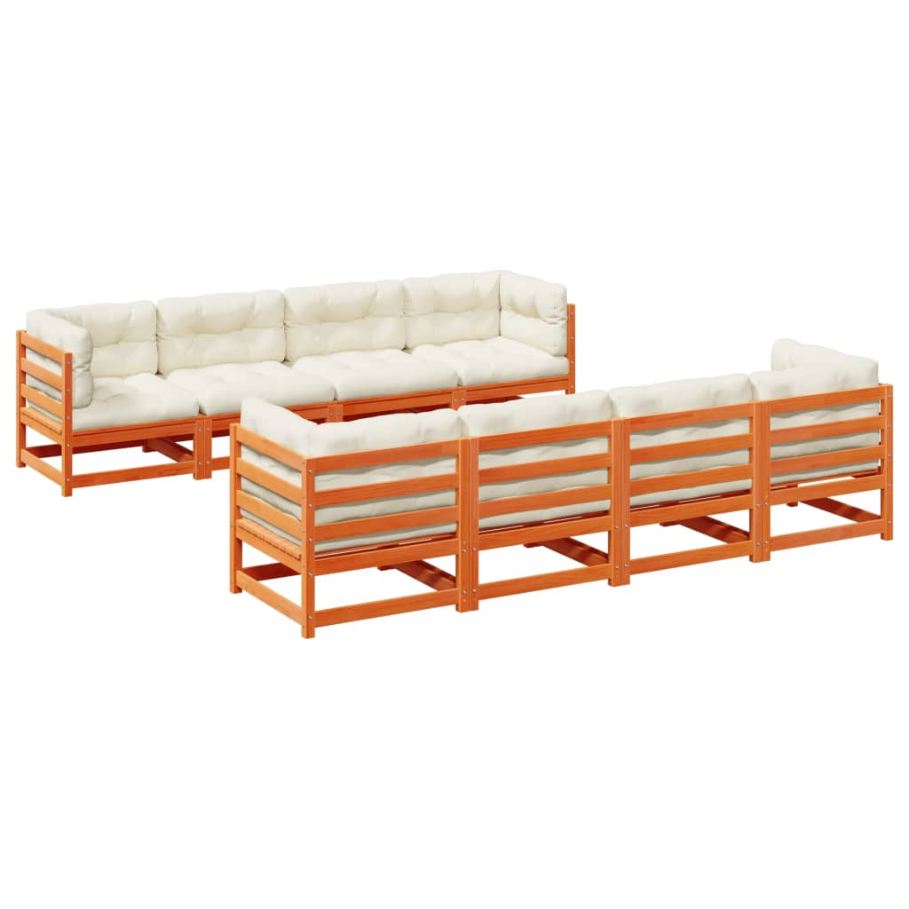 9-delige Loungeset met kussens massief grenenhout wasbruin is nu te koop bij PeponiXL, paradijselijk wonen!