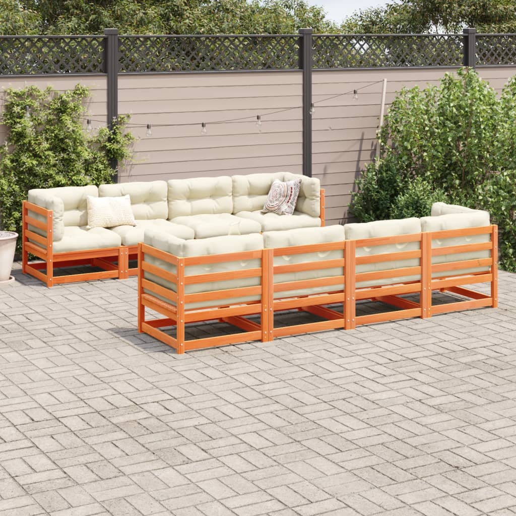 9-delige Loungeset met kussens massief grenenhout wasbruin is nu te koop bij PeponiXL, paradijselijk wonen!