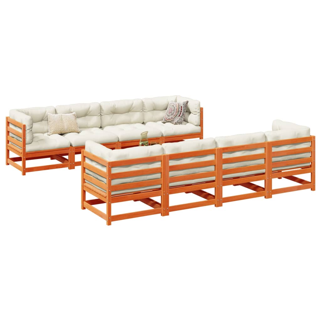 9-delige Loungeset met kussens massief grenenhout wasbruin is nu te koop bij PeponiXL, paradijselijk wonen!