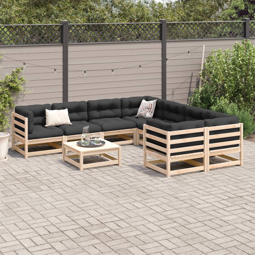 9-delige Loungeset met kussens massief grenenhout is nu te koop bij PeponiXL, paradijselijk wonen!