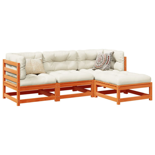 4-delige Loungeset massief grenenhout wasbruin is nu te koop bij PeponiXL, paradijselijk wonen!