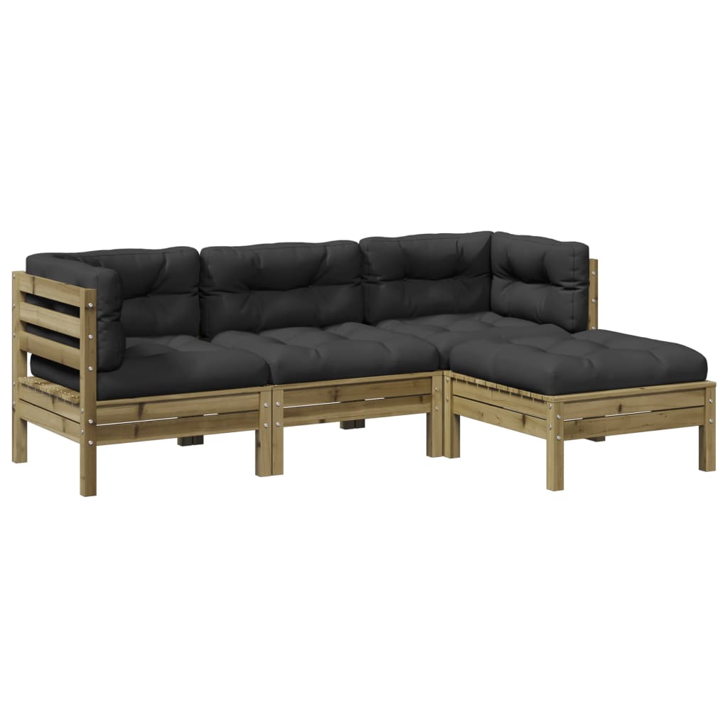4-delige Loungeset met kussens geïmpregneerd grenenhout is nu te koop bij PeponiXL, paradijselijk wonen!