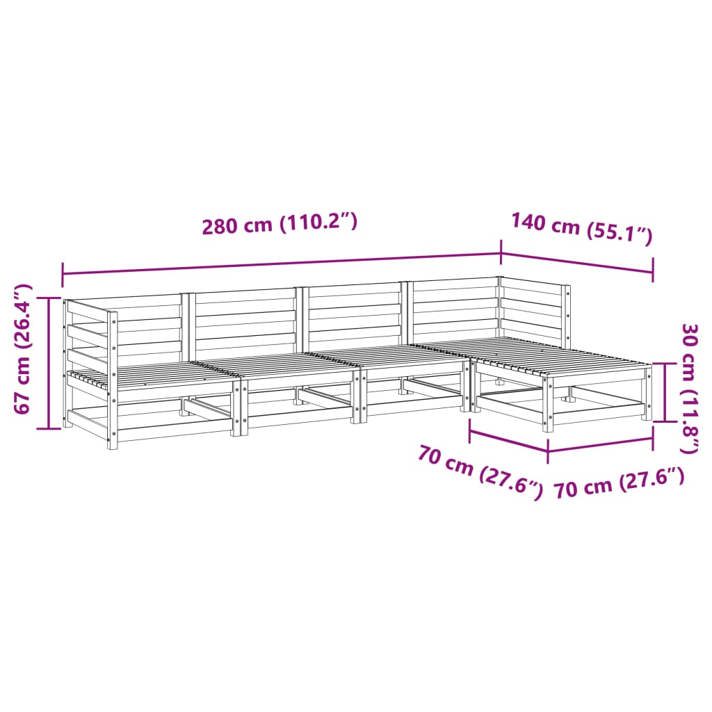 5-delige Loungeset massief douglas vurenhout is nu te koop bij PeponiXL, paradijselijk wonen!