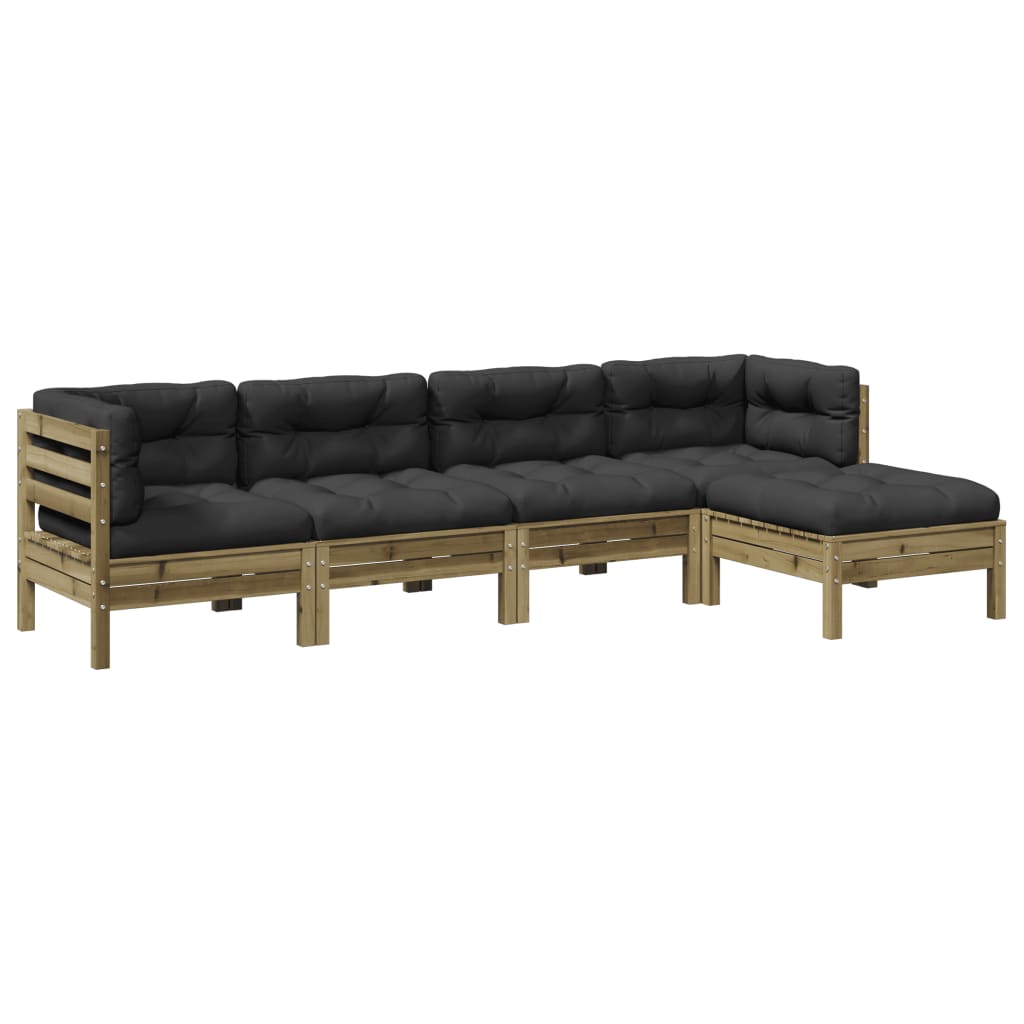 5-delige Loungeset met kussens geïmpregneerd grenenhout is nu te koop bij PeponiXL, paradijselijk wonen!