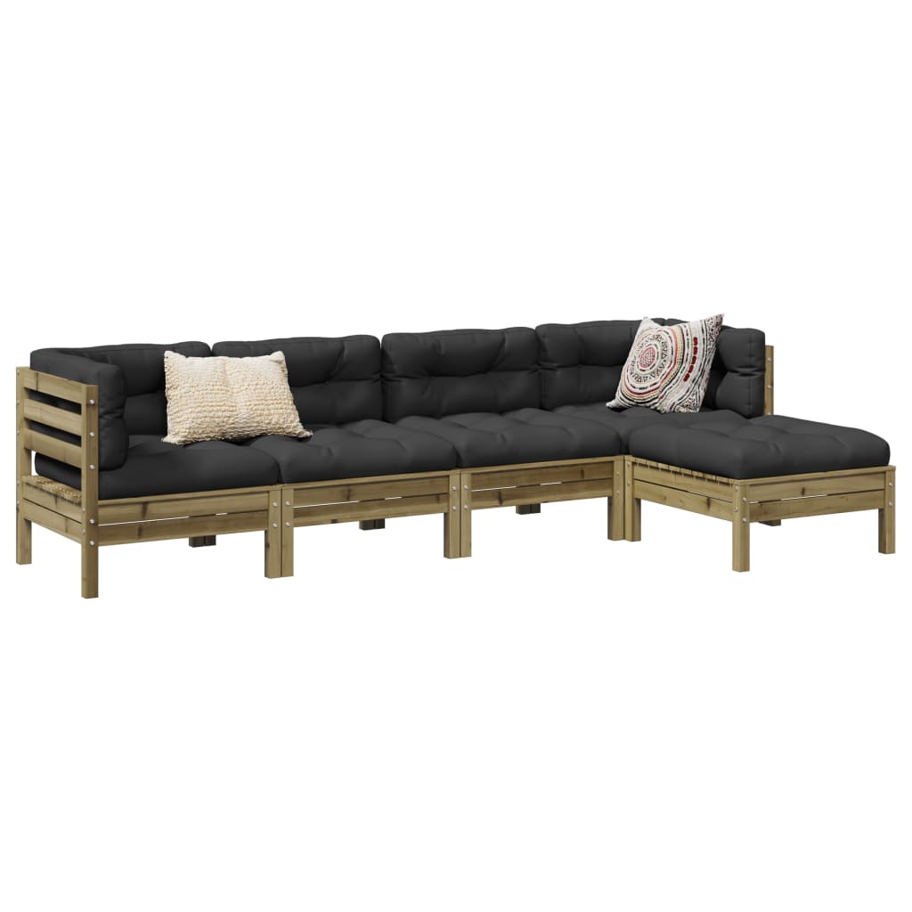 5-delige Loungeset met kussens geïmpregneerd grenenhout is nu te koop bij PeponiXL, paradijselijk wonen!