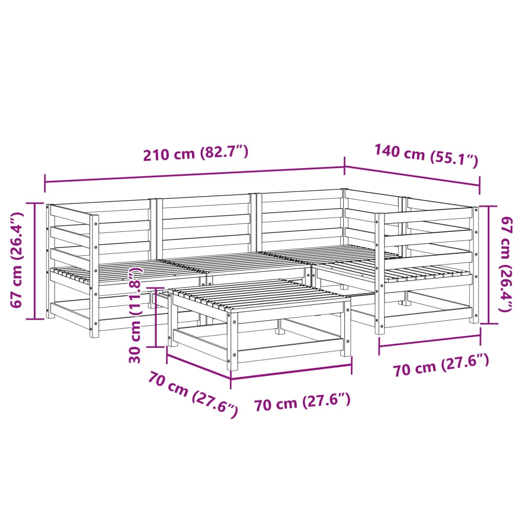 5-delige Loungeset massief douglas vurenhout is nu te koop bij PeponiXL, paradijselijk wonen!