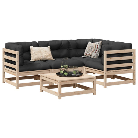 5-delige Loungeset met kussens massief grenenhout is nu te koop bij PeponiXL, paradijselijk wonen!