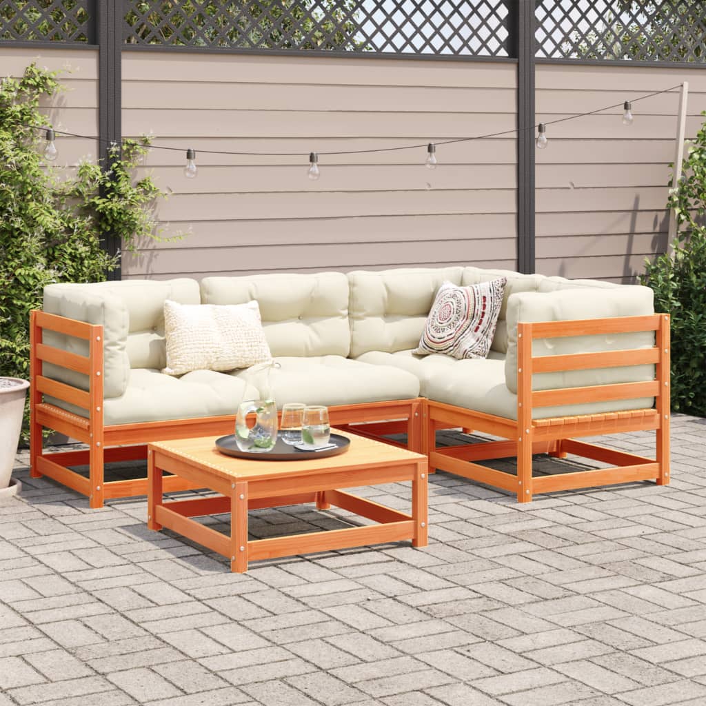 5-delige Loungeset met kussens massief grenenhout wasbruin is nu te koop bij PeponiXL, paradijselijk wonen!