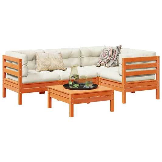 5-delige Loungeset met kussens massief grenenhout wasbruin is nu te koop bij PeponiXL, paradijselijk wonen!