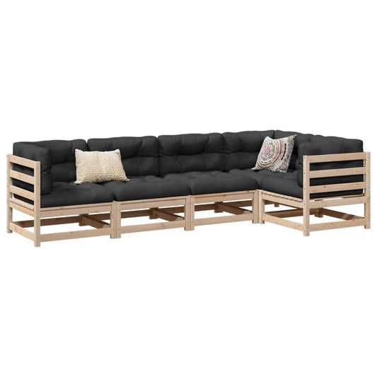 5-delige Loungeset met kussens massief grenenhout is nu te koop bij PeponiXL, paradijselijk wonen!