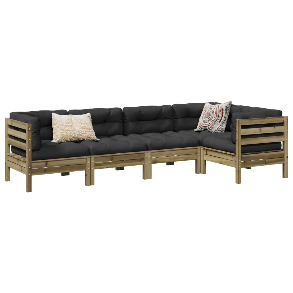 5-delige Loungeset met kussens geïmpregneerd grenenhout is nu te koop bij PeponiXL, paradijselijk wonen!