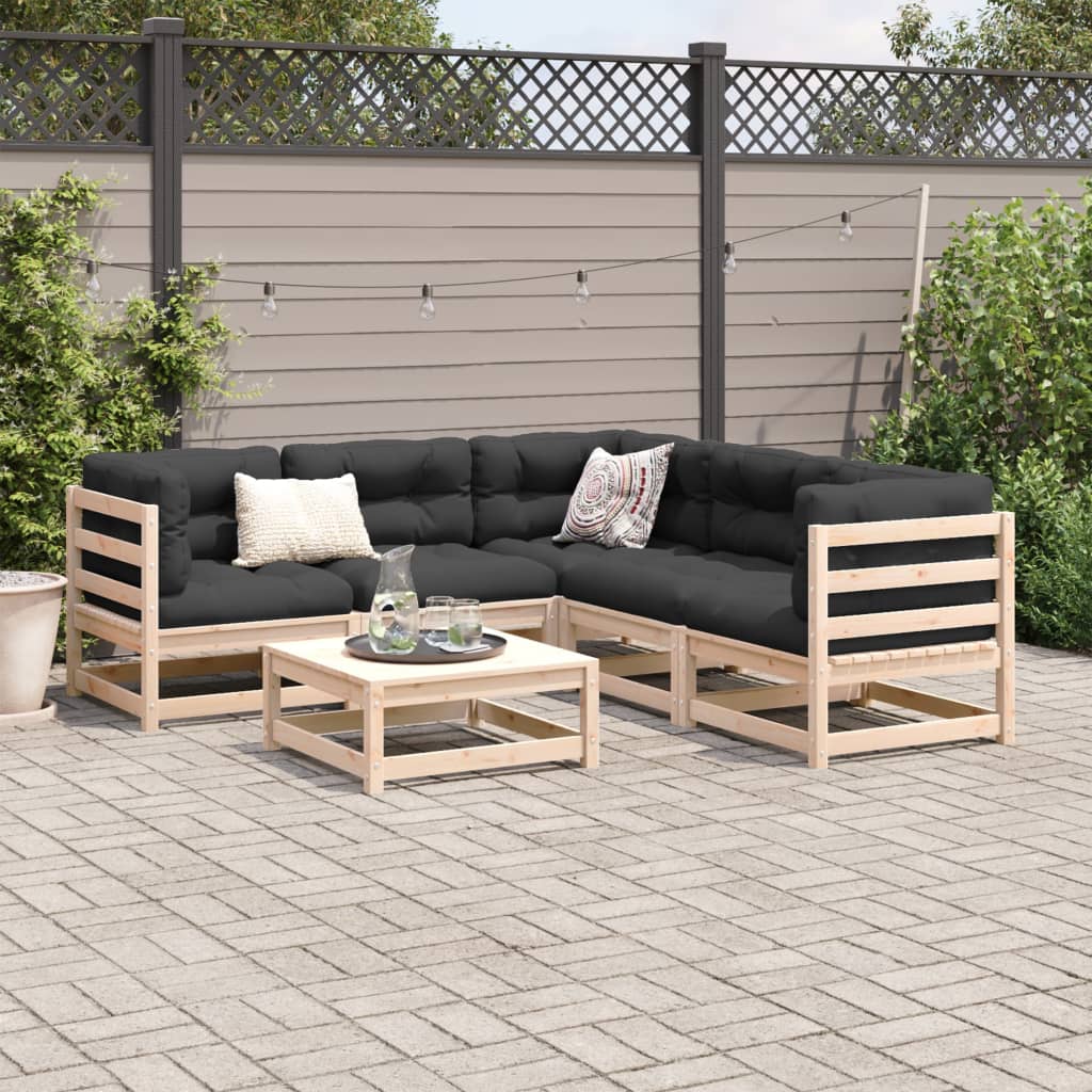 6-delige Loungeset massief grenenhout