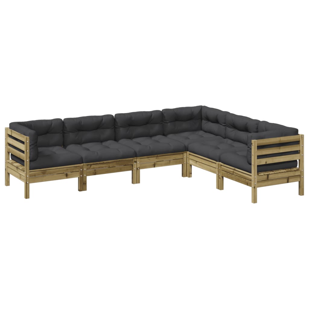 6-delige Loungeset met kussens geïmpregneerd grenenhout is nu te koop bij PeponiXL, paradijselijk wonen!
