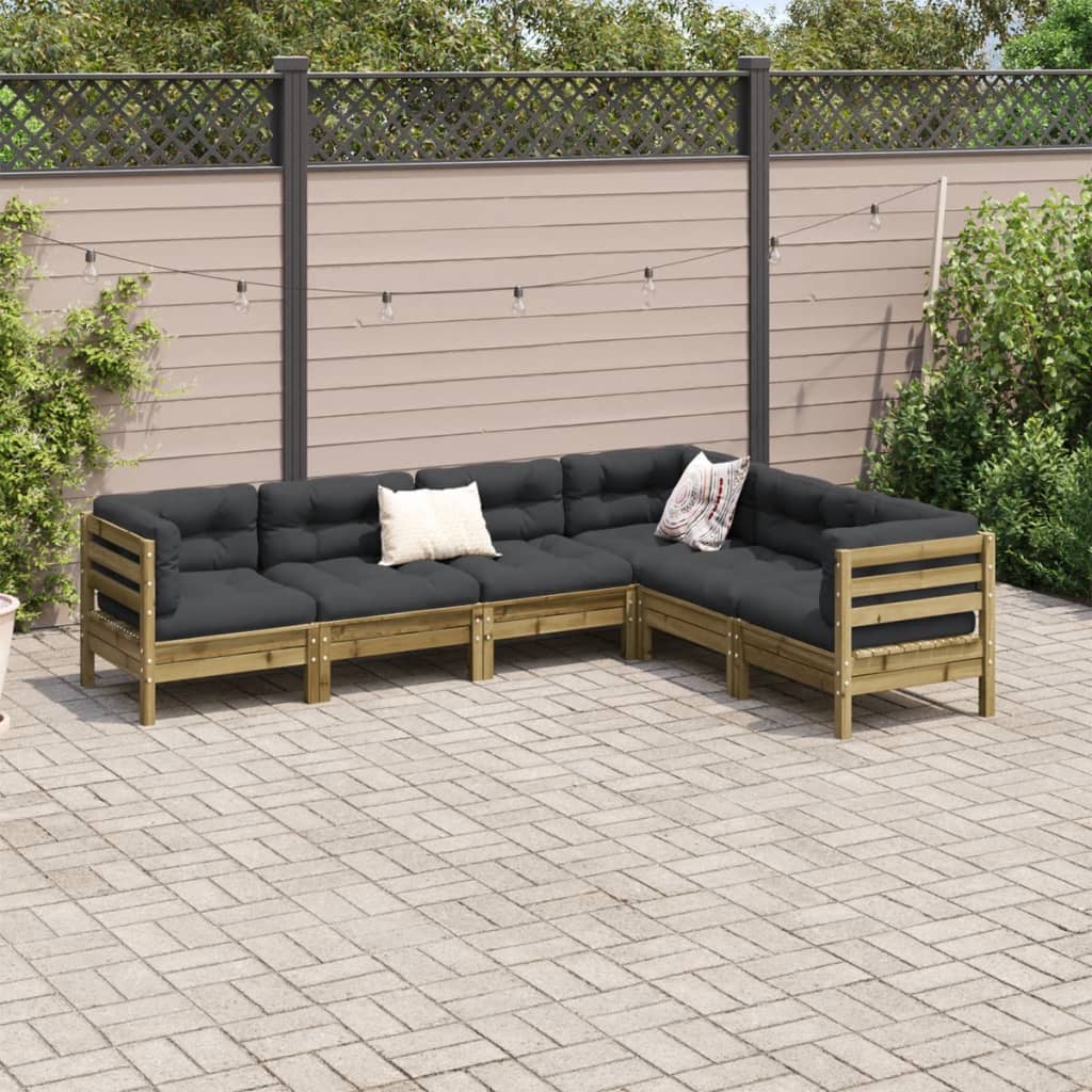 6-delige Loungeset met kussens geïmpregneerd grenenhout is nu te koop bij PeponiXL, paradijselijk wonen!