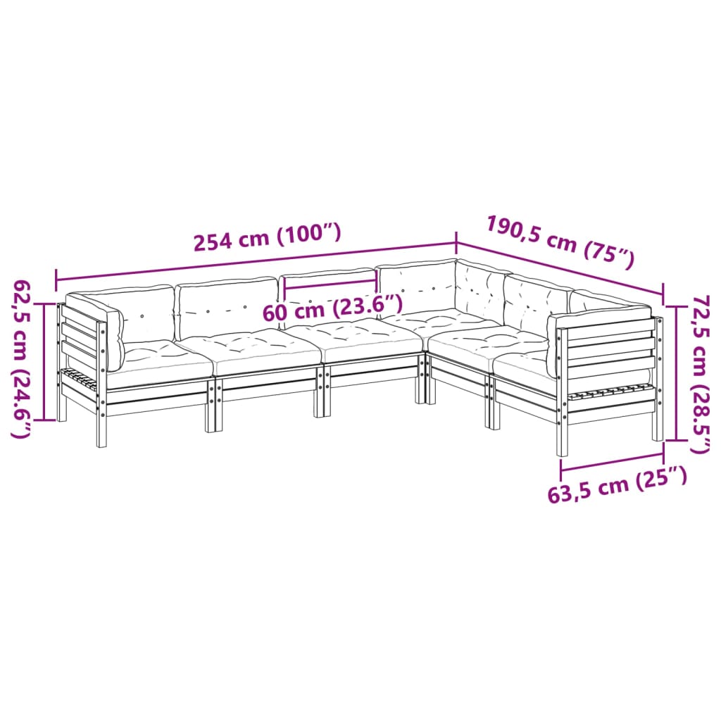 6-delige Loungeset met kussens geïmpregneerd grenenhout is nu te koop bij PeponiXL, paradijselijk wonen!
