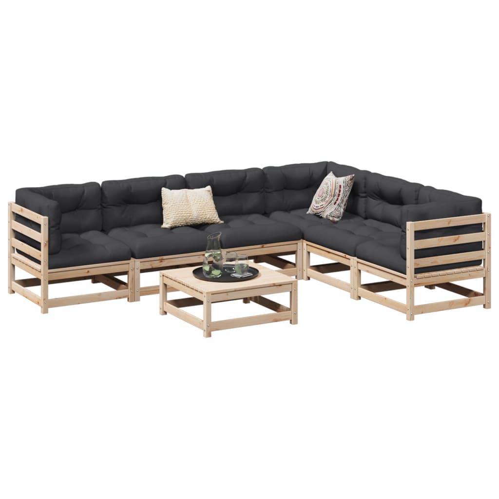 7-delige Loungeset met kussens massief grenenhout is nu te koop bij PeponiXL, paradijselijk wonen!