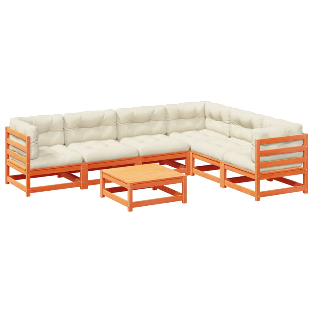 7-delige Loungeset met kussens massief grenenhout wasbruin is nu te koop bij PeponiXL, paradijselijk wonen!