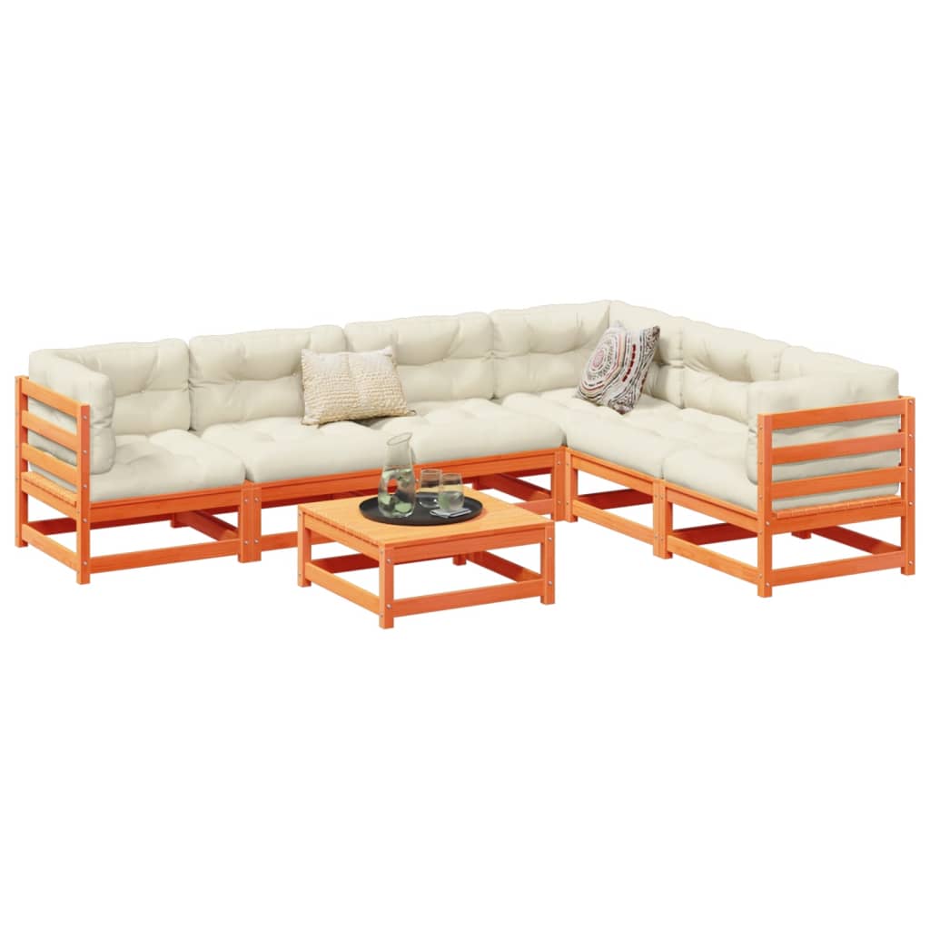 7-delige Loungeset met kussens massief grenenhout wasbruin is nu te koop bij PeponiXL, paradijselijk wonen!