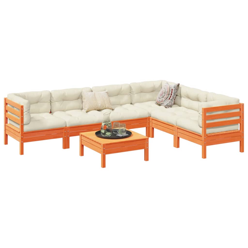 7-delige Loungeset met kussens massief grenenhout wasbruin is nu te koop bij PeponiXL, paradijselijk wonen!