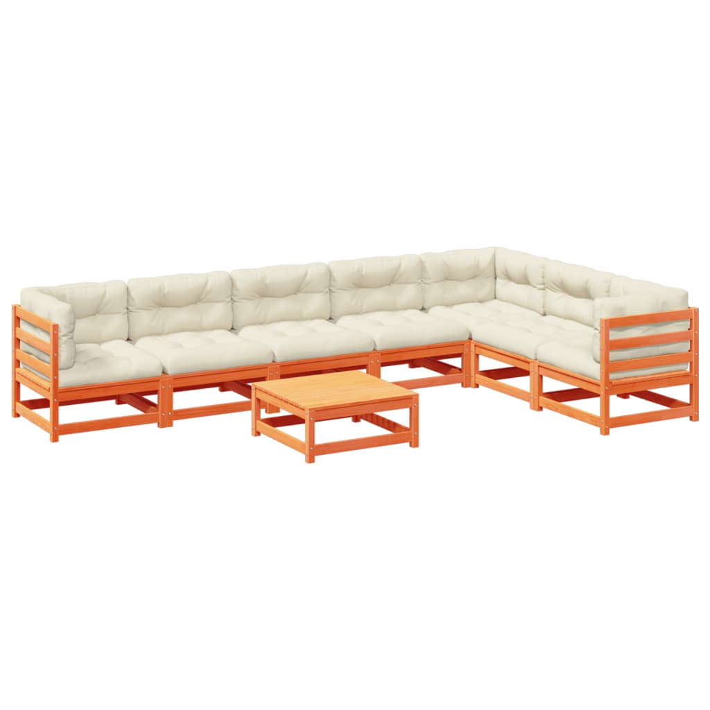 8-delige Loungeset met kussens massief grenenhout wasbruin is nu te koop bij PeponiXL, paradijselijk wonen!