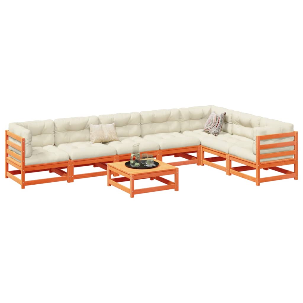 8-delige Loungeset met kussens massief grenenhout wasbruin is nu te koop bij PeponiXL, paradijselijk wonen!