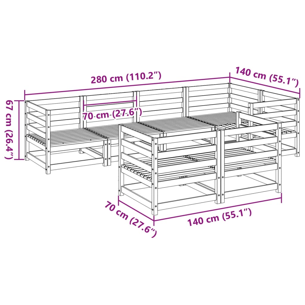 7-delige Loungeset geïmpregneerd grenenhout is nu te koop bij PeponiXL, paradijselijk wonen!