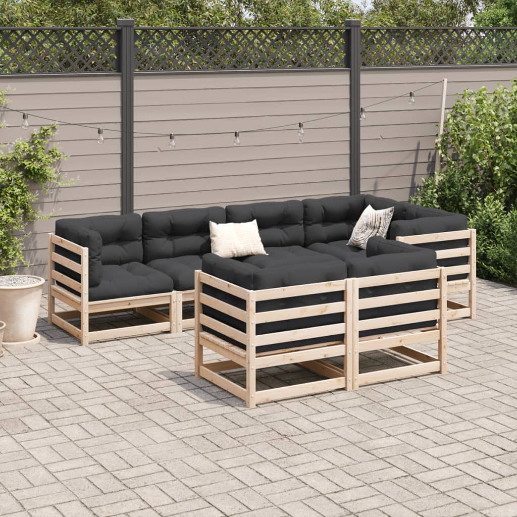 7-delige Loungeset met kussens massief grenenhout is nu te koop bij PeponiXL, paradijselijk wonen!