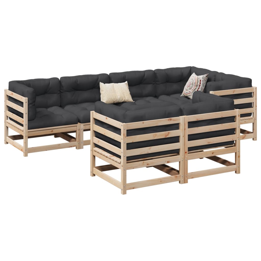 7-delige Loungeset met kussens massief grenenhout is nu te koop bij PeponiXL, paradijselijk wonen!