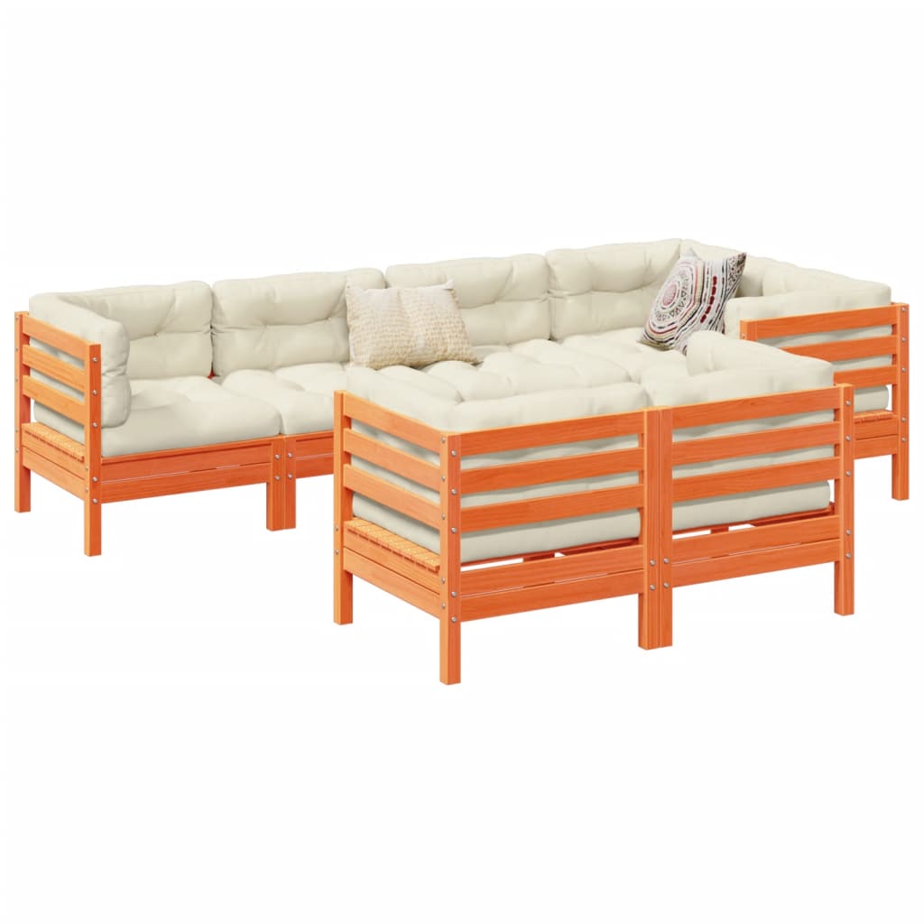 7-delige Loungeset met kussens massief grenenhout wasbruin is nu te koop bij PeponiXL, paradijselijk wonen!