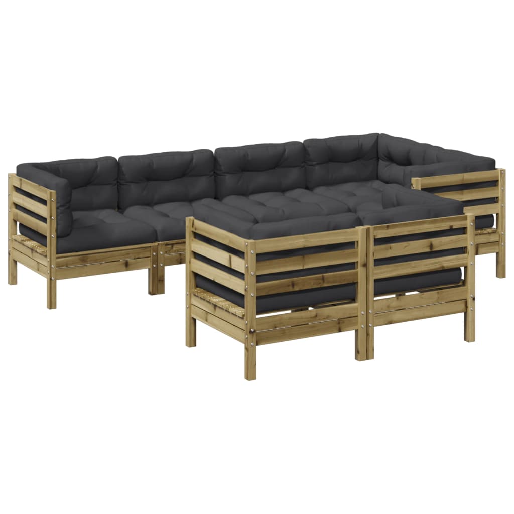 7-delige Loungeset met kussens geïmpregneerd grenenhout is nu te koop bij PeponiXL, paradijselijk wonen!